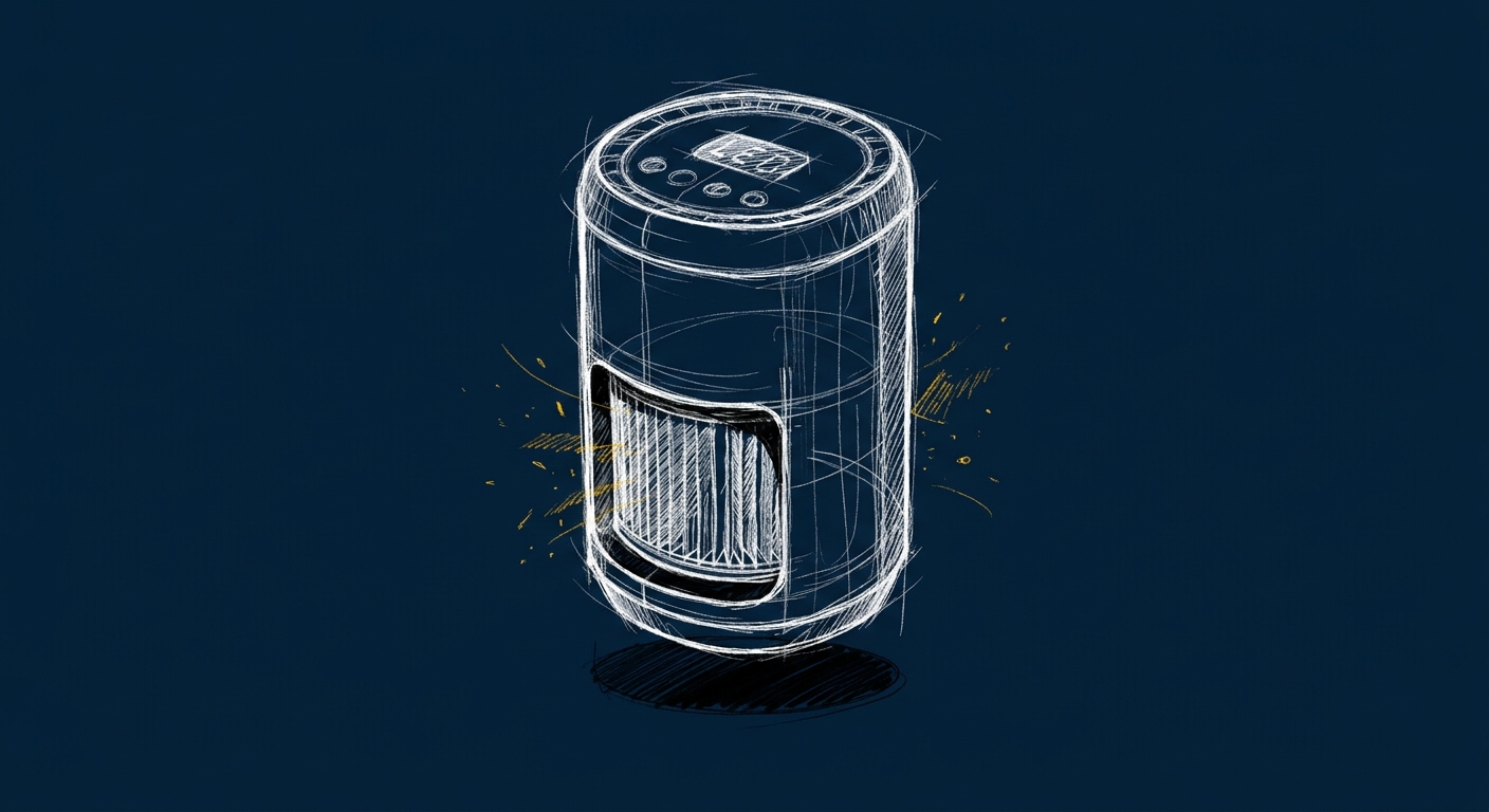 Illustration of a premium air purifier with HEPA filter