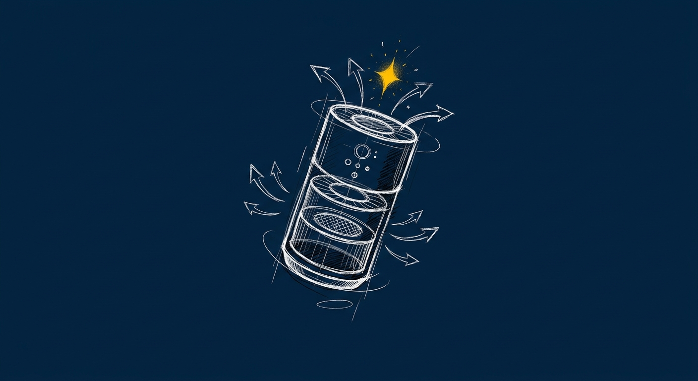 Line-art illustration of an air purifier with clean air circulation