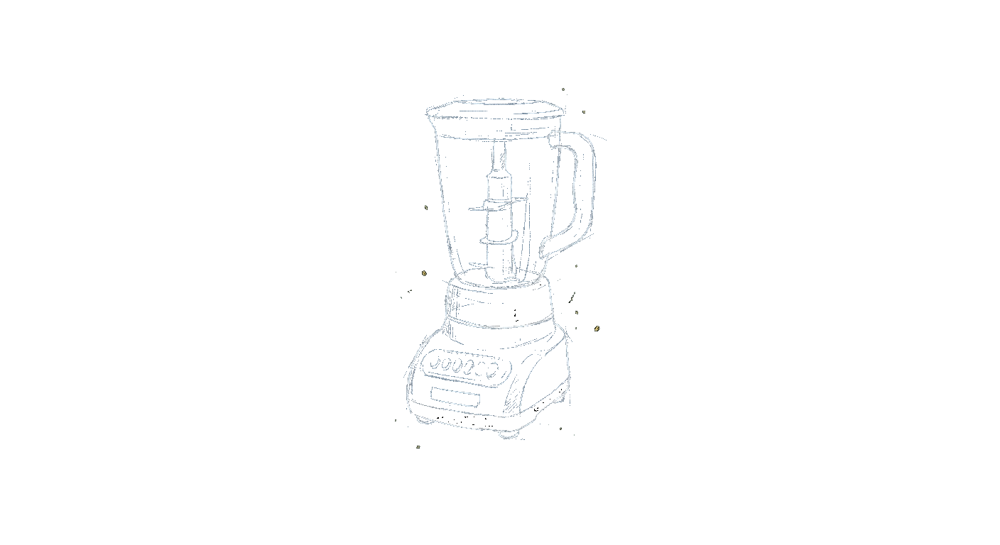 Illustration of a stacked-blade countertop blender with a large jar