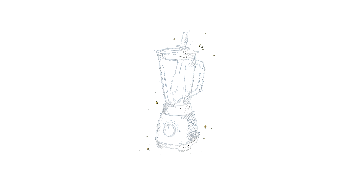 Illustration of a tall classic countertop blender with a dial and a tamper