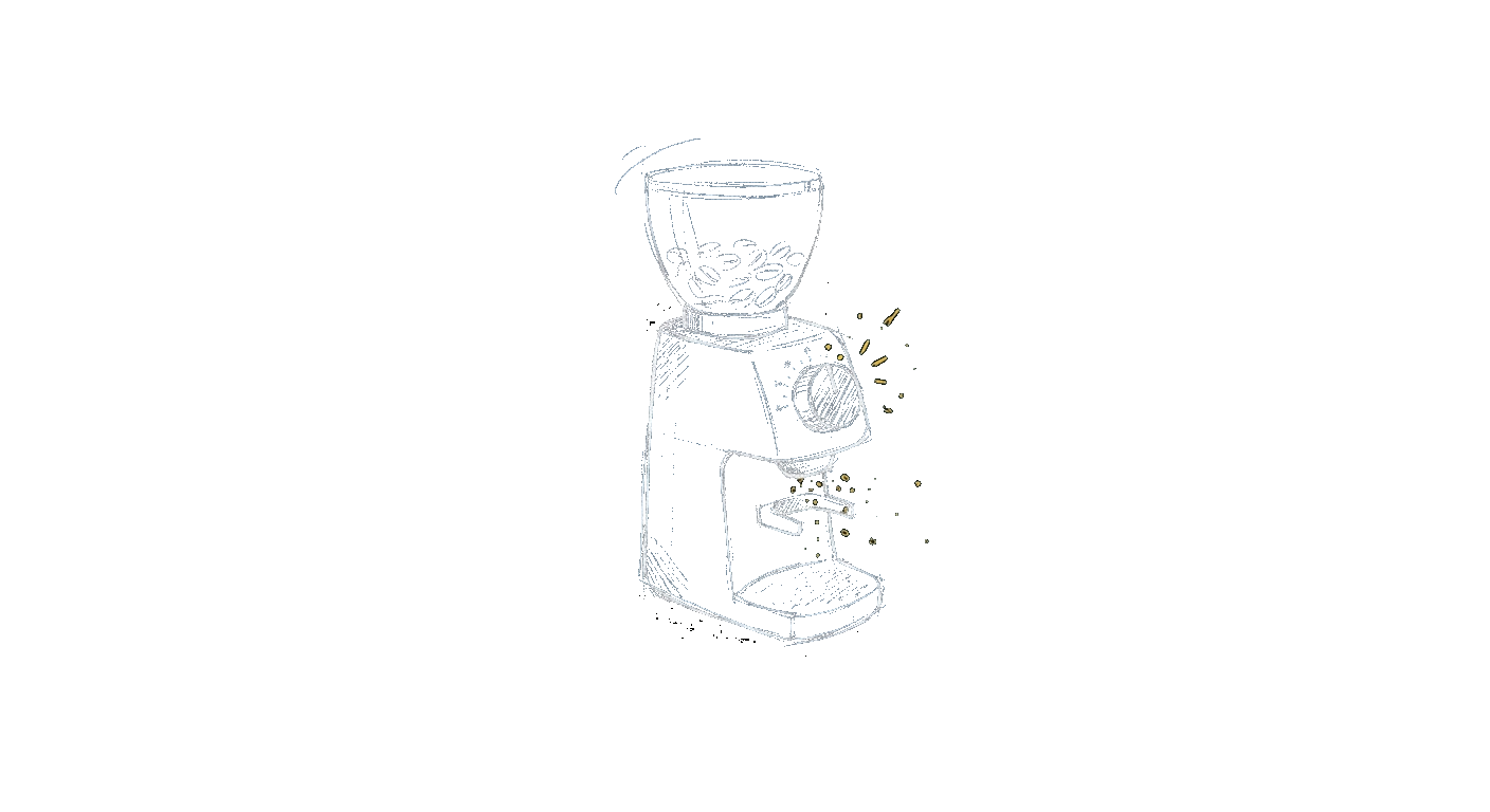 Illustration of a daily-driver electric burr grinder with a bean hopper