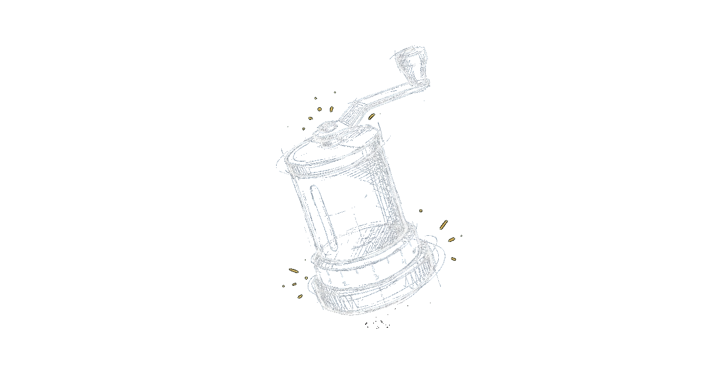 Illustration of a premium cylindrical hand grinder with an external dial