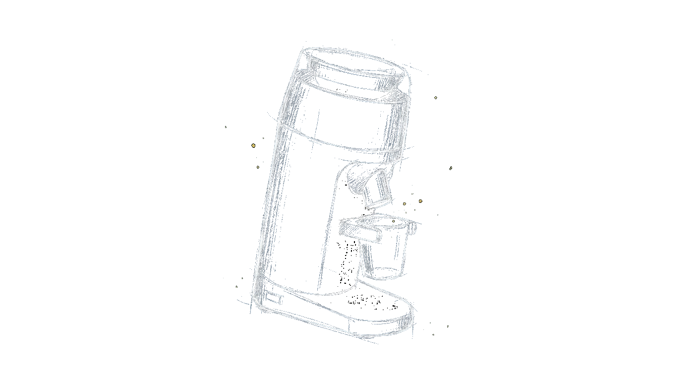 Illustration of a sleek modern single-dose electric grinder