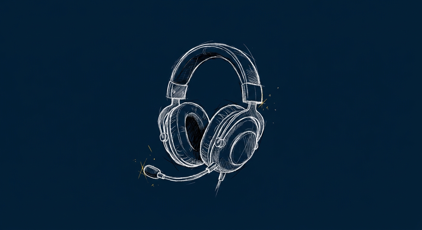 Illustration of premium over-ear headphones with noise cancellation