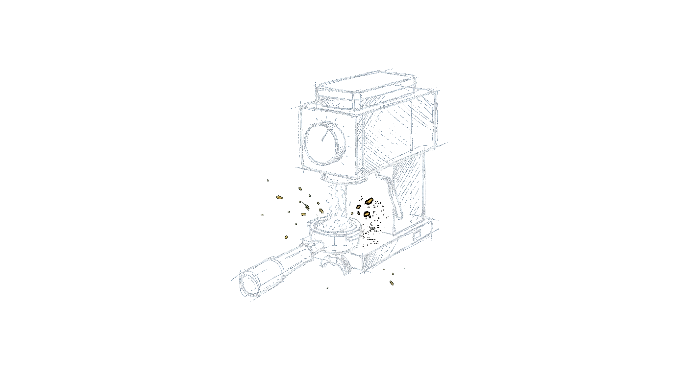 Illustration of an affordable upright electric espresso burr grinder