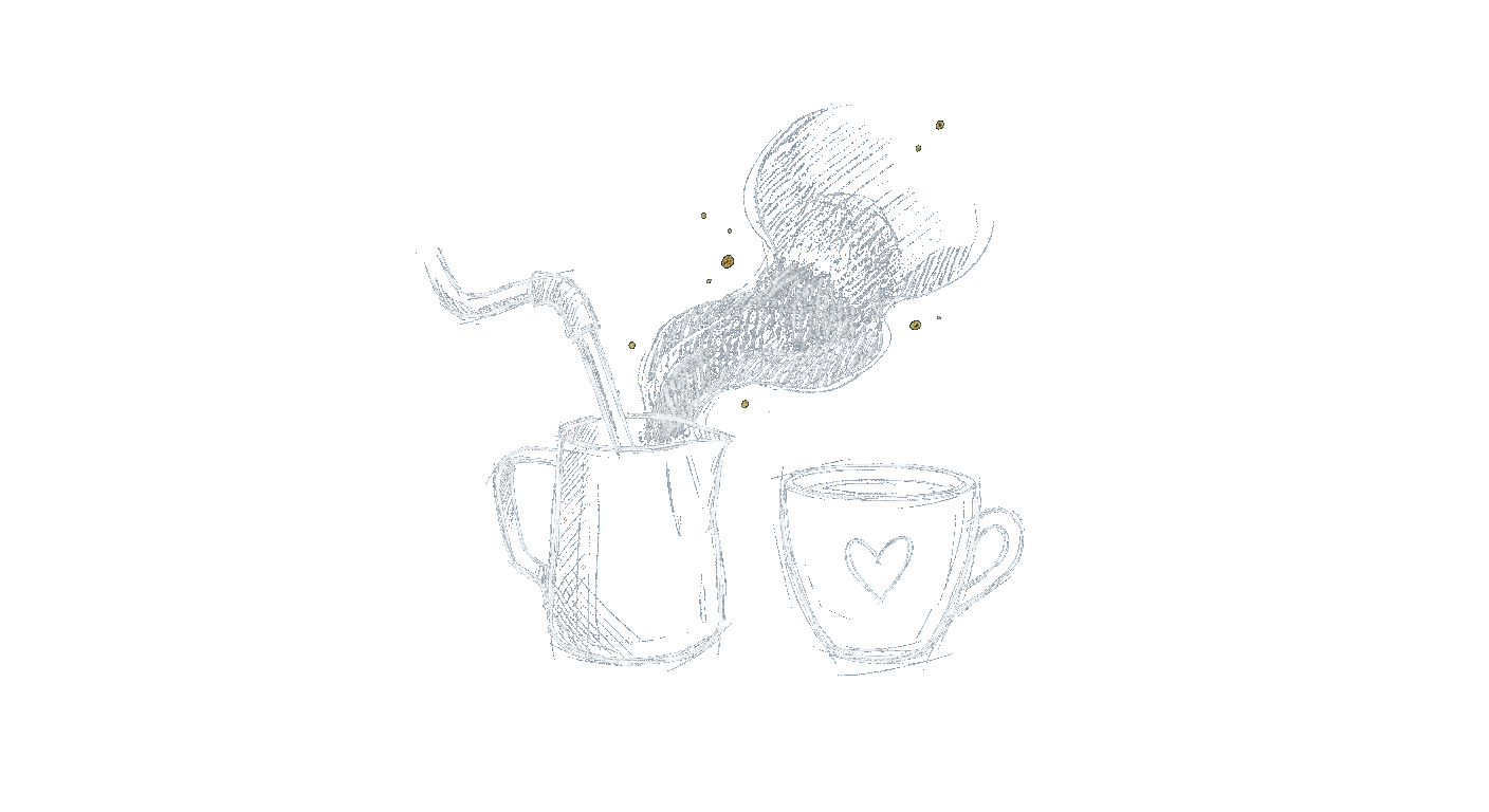 Illustration of a steam wand texturing milk in a pitcher for latte art