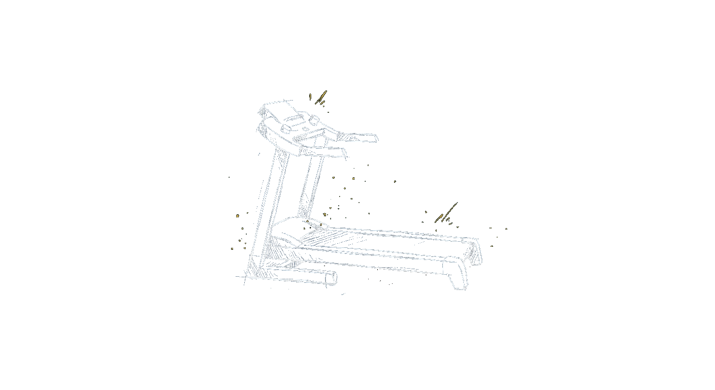Illustration of a folding home treadmill seen from the side