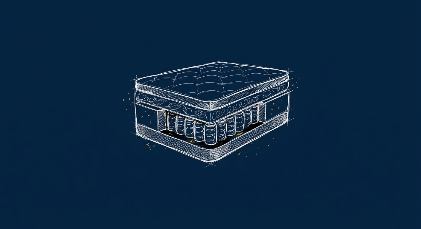 Illustration of a premium layered mattress with support systems