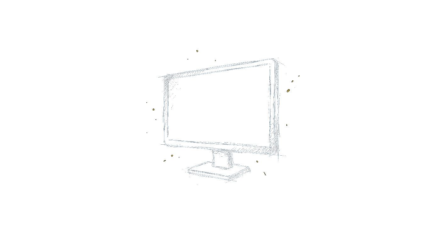 Illustration of a widescreen monitor on a stand seen at an angle