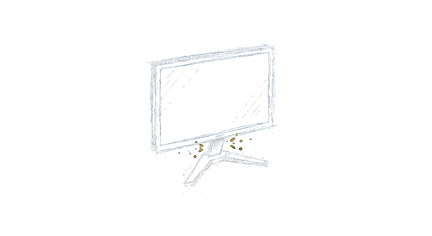 Illustration of a simple affordable monitor on a basic stand