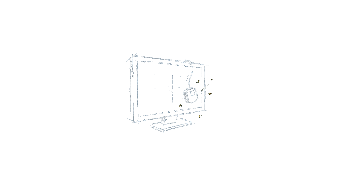 Illustration of a monitor with a calibration target and a hanging colorimeter puck