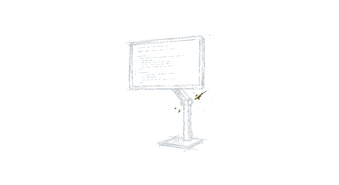 Illustration of a tall monitor showing stacked lines suggesting code