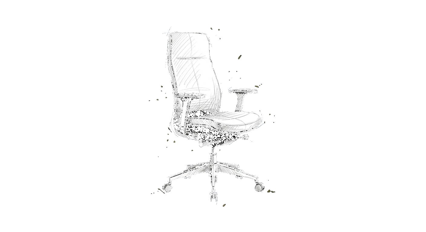 Illustration of a high-back ergonomic office chair on a caster base