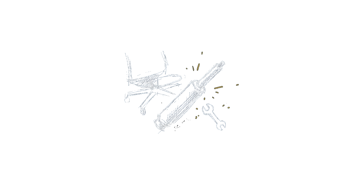Illustration of an office chair gas cylinder and a wrench as a repair study
