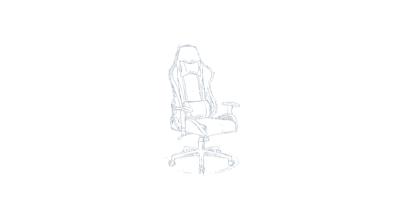 Illustration of a racing-style high-back gaming chair with a headrest pillow