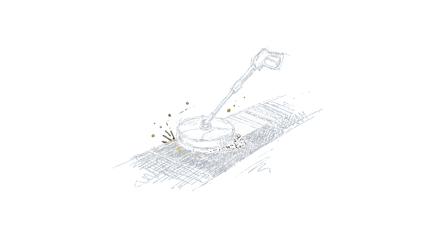 Illustration of a surface cleaner attachment cleaning a concrete driveway