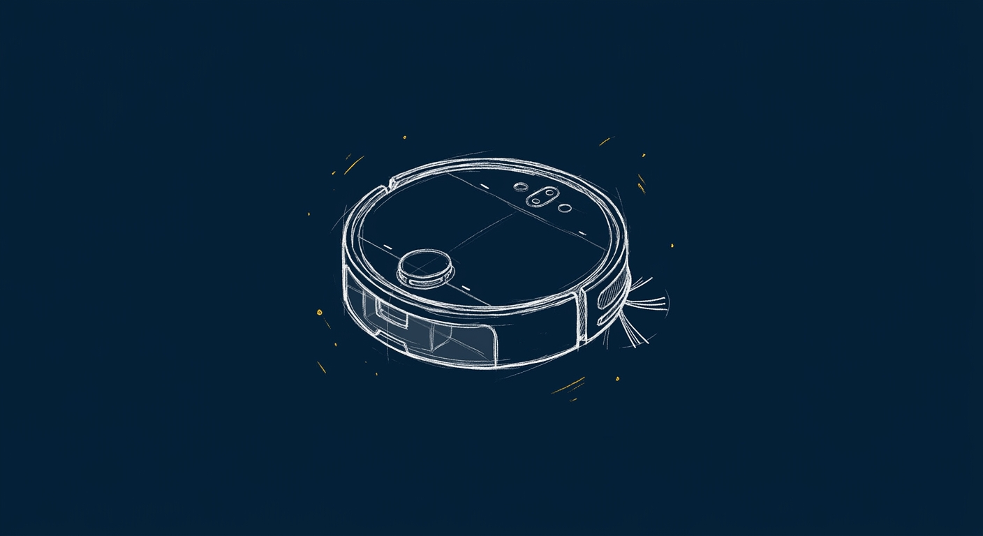 Illustration of a premium robot vacuum with advanced features