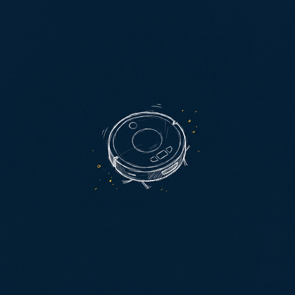 Illustration of an affordable compact robot vacuum