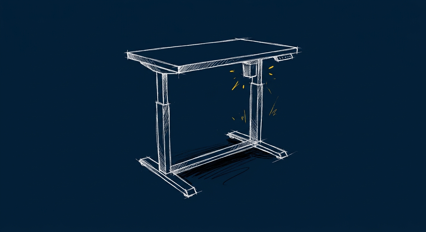 Illustration of a premium electric standing desk with dual motors