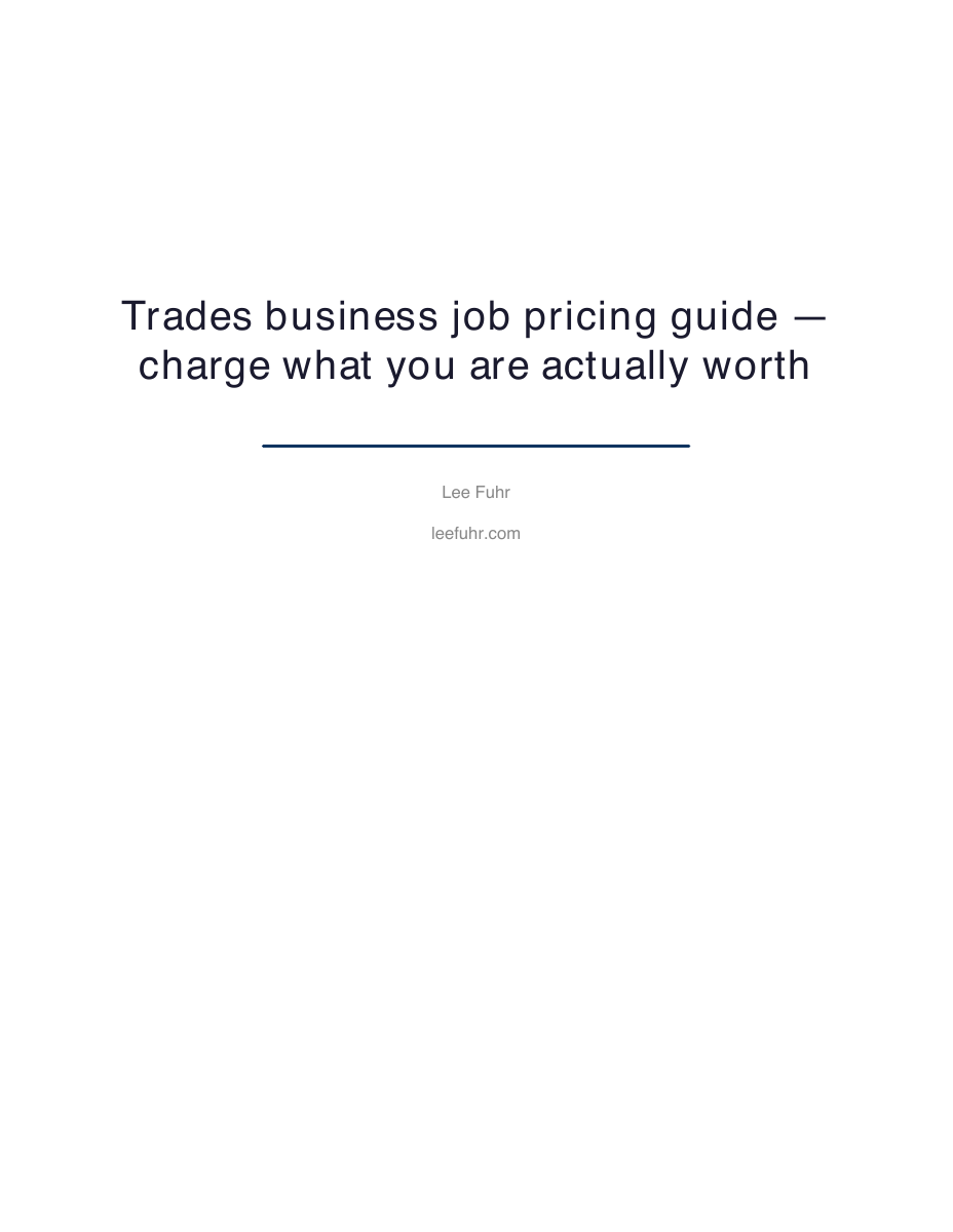 Trades business job pricing guide cover